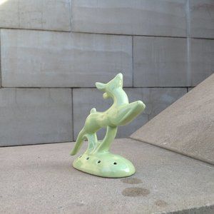 Art Deco Flower Frog ~ Green Gazelle Sprinting 6"